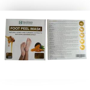 Lavinso 4 Pairs Foot Peel Mask with Natural Honey and Tumeric Extracts